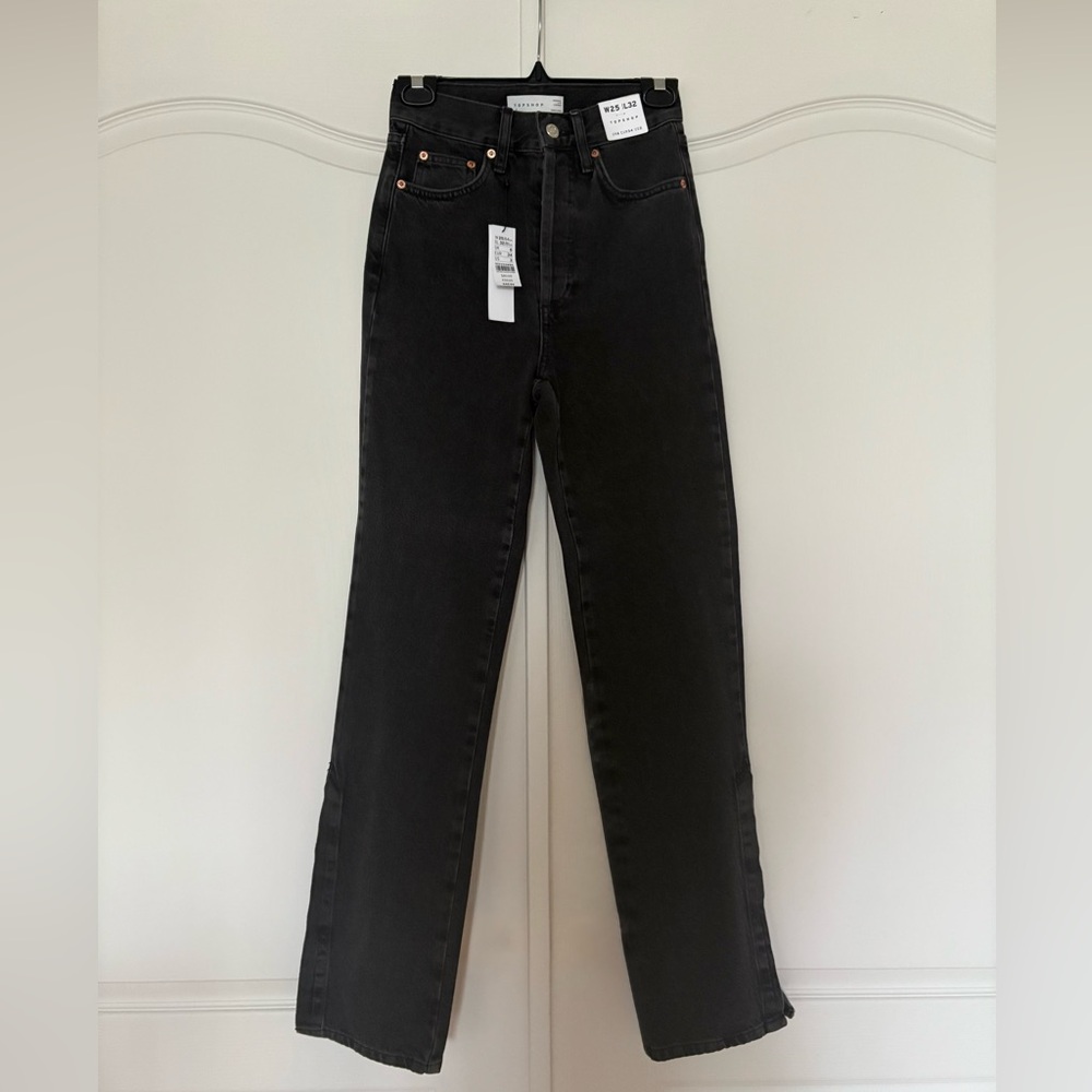 Topshop Dark Gray Split Flare Jeans